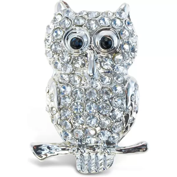 CoTa Global Owl Sparkling Refrigerator Magnet  Silver Sparkling Rhinestones Crystals Cute Wild Life Animal Bird Magnet For Kitchen Fridge and Locker Home Decor and Cool Office Decor Novelty  175quot