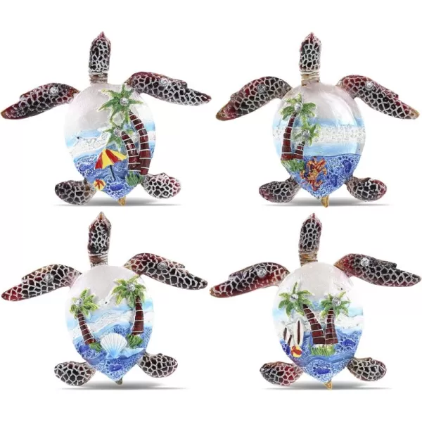 CoTa Global Sea Turtle Refrigerator Blue Sand Magnets Set of 4  Assorted Resin Beach Design Fun ampamp Cute Animal Rhinestone Magnet For Kitchen Fridge Locker Home Decor ampamp Office Decor Novelty  4 Pack