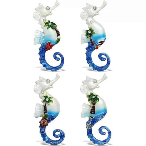 CoTa Global Seahorse Refrigerator Blue Sand Magnets Set of 4  Assorted Resin Beach Design Fun ampamp Cute Sea Life Rhinestone Magnet For Kitchen Fridge Locker Home Decor ampamp Office Decor Novelty  4 Pack