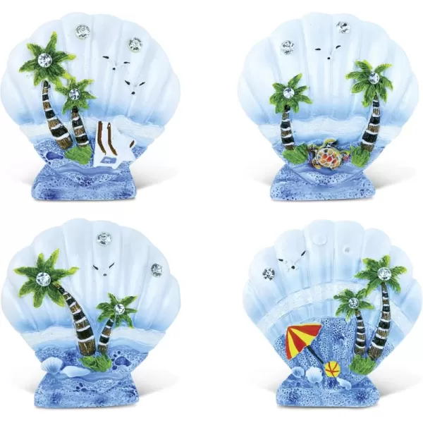 CoTa Global Shell Refrigerator Blue Sand Magnets Set of 4  Assorted Resin Beach Design Fun ampamp Cute Rhinestone Sea Life Magnets for Kitchen Fridge Locker Home Decor ampamp Office Decor Novelty  4 Pack