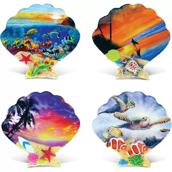 CoTa Global Shell Refrigerator Summer Magnets Set of 4  Assorted Sea Shell Resin Tropical Beach Design Fun ampamp Cute Sea Life Magnets for Kitchen Fridge Locker Home ampamp Office Decor Novelty  4 Pack