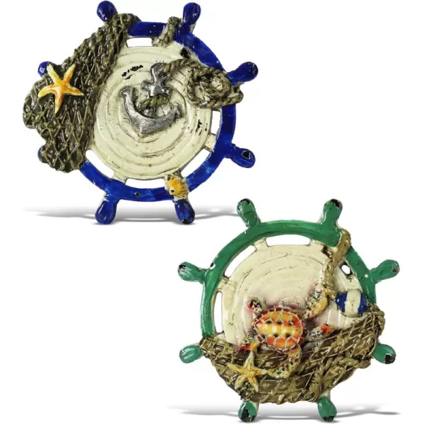 CoTa Global Ship Wheel Refrigerator Nautical Ocean Magnets Set of 2  Assorted Resin Beach Design Fun and Cute Ocean Magnets for Kitchen Fridge Locker Home Decor and Office Decor Novelty  2 Pack