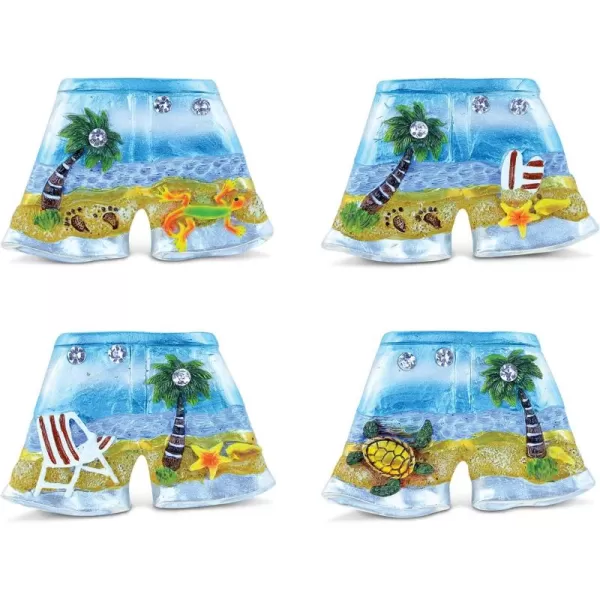 Puzzled Beach Pants Refrigerator Silver Beach Magnet  Beach Theme  Set of 4  Unique Affordable Gift and Souvenir  Item 7692