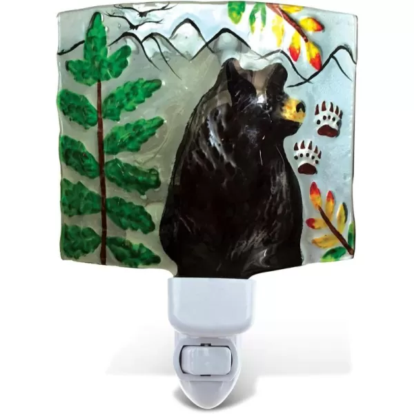 Puzzled Black Bear Night Light Glass Art Plug in Decorative Socket Lamp Manual On ampamp Off Portable Lights Stairway Bedroom Bathroom Nursery Kids Accessory Home ampamp Kitchen Decor