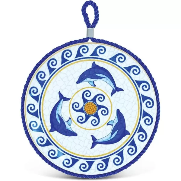 Puzzled Ceramic Pot Holder Blue Dolphin 025 Inch Thick Intricate ampamp Meticulous Detailing Art Handcrafted Decorative Pan Coasters Hot Pad Heat Trivet Ocean Sea Life Themed Home ampamp Kitchen Accessory