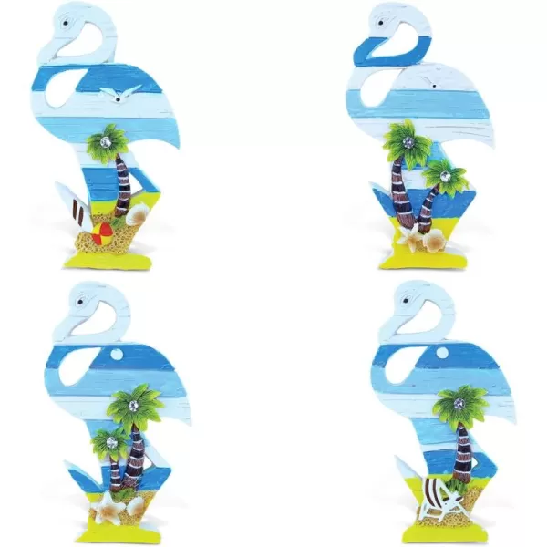 Puzzled Flamingo Refrigerator Beachwood Magnet  Birds Theme  Set of 4  Unique Affordable Gift and Souvenir  Item 7630