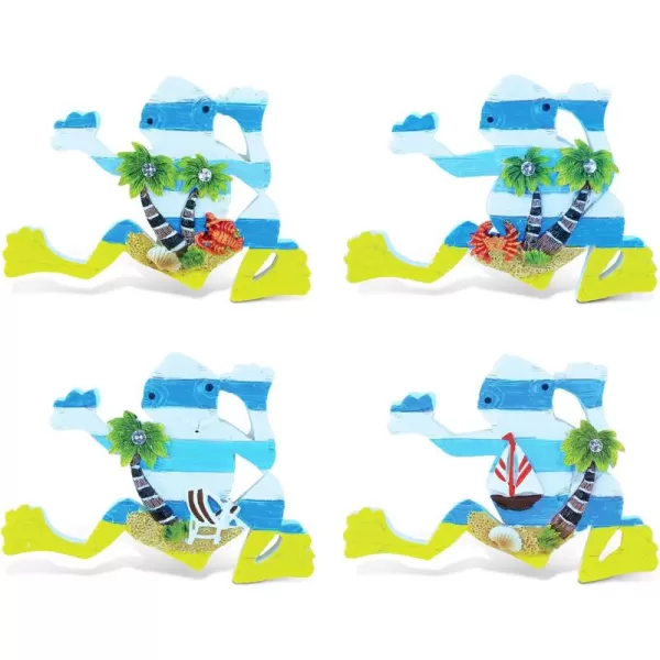Puzzled Frog Refrigerator Beachwood Magnet  Insect Theme  Set of 4  Unique Affordable Gift and Souvenir  Item 7629