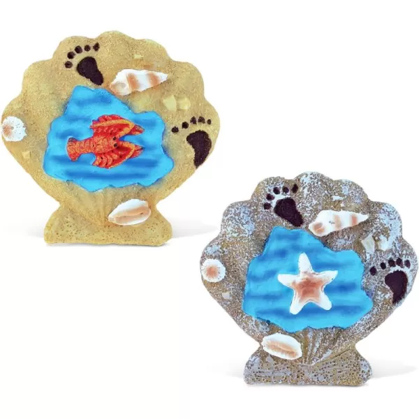 Puzzled Shell Refrigerator Blue Wave Magnet  Beach Theme  Set of 2  Unique Affordable Gift and Souvenir  Item 7642