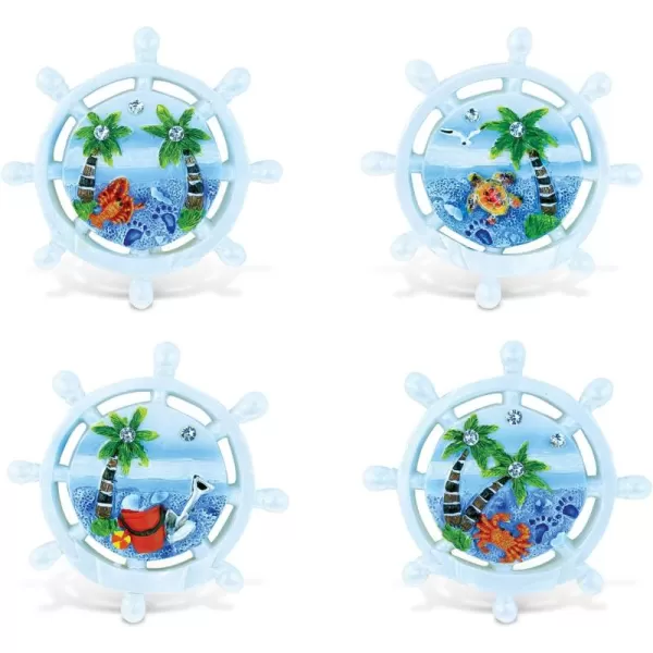 Puzzled Wheel Refrigerator Blue Sand Magnet  Boats Theme  Set of 4  Unique Affordable Gift and Souvenir  Item 7670