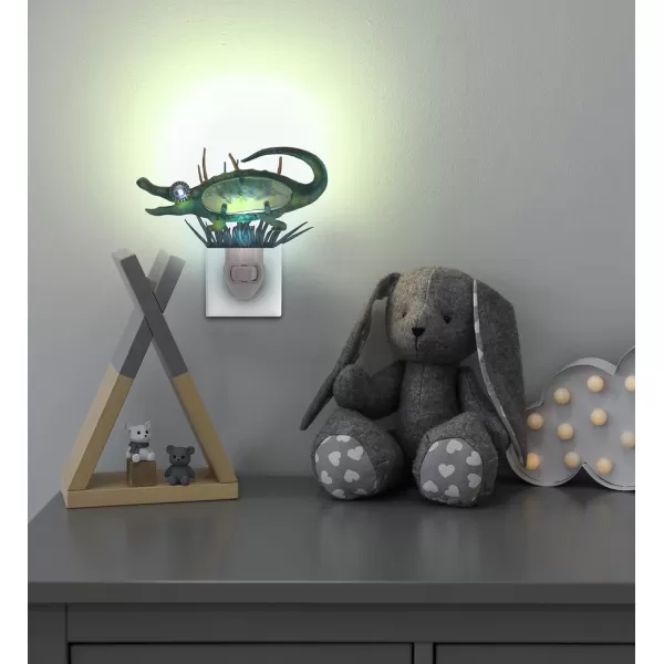 COTA Global Alligator Night Light  Home Dcor Wall Plug in Night Light with Switch Unique Decorative Hand Made Metal ampamp Glass Nightlight  5 Inches