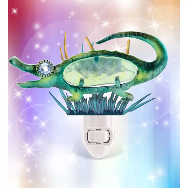 COTA Global Alligator Night Light  Home Dcor Wall Plug in Night Light with Switch Unique Decorative Hand Made Metal ampamp Glass Nightlight  5 Inches