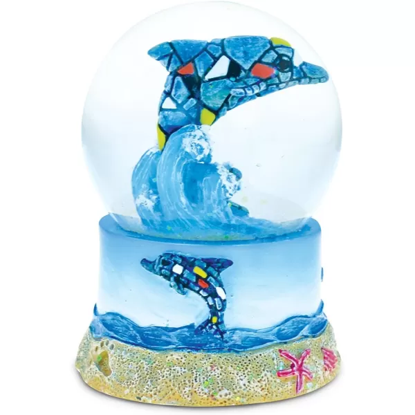 COTA Global Dolphin Mosaic Snow Globe  Water Globe Figurine with Sparkling Glitter Collectible Novelty Ornament for Home Decor for Birthdays Christmas and Valentines Day  65mm