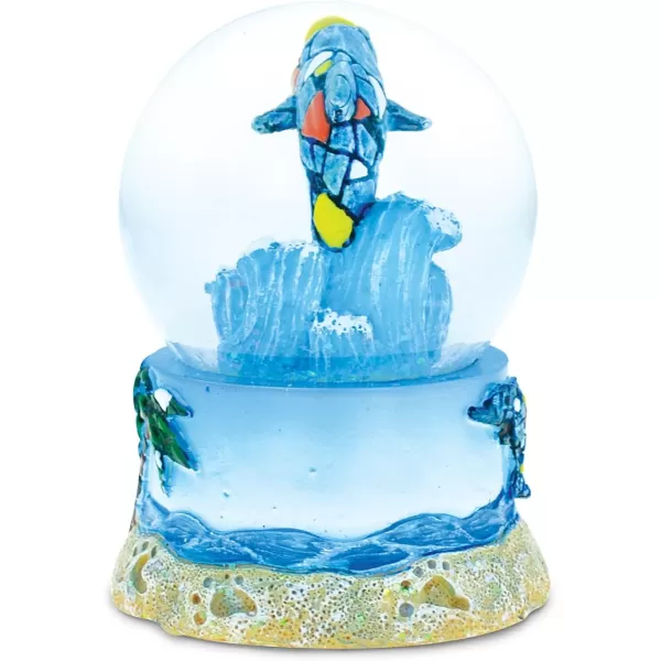 COTA Global Dolphin Mosaic Snow Globe  Water Globe Figurine with Sparkling Glitter Collectible Novelty Ornament for Home Decor for Birthdays Christmas and Valentines Day  65mm