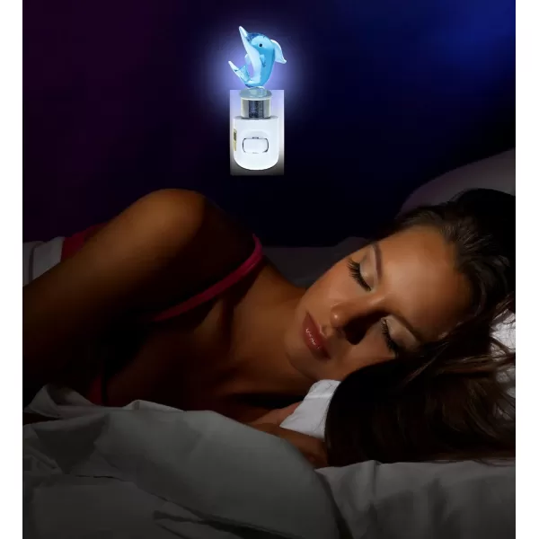COTA Global Dolphin Night Light  Home Dcor Wall Plug in Night Light with Switch Unique Decorative Hand Made LED Glass Art Nightlight  45 Inches