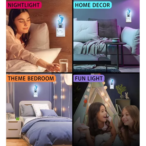 COTA Global Dolphin Night Light  Home Dcor Wall Plug in Night Light with Switch Unique Decorative Hand Made LED Glass Art Nightlight  45 Inches