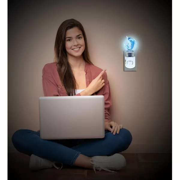 COTA Global Dolphin Night Light  Home Dcor Wall Plug in Night Light with Switch Unique Decorative Hand Made LED Glass Art Nightlight  45 Inches