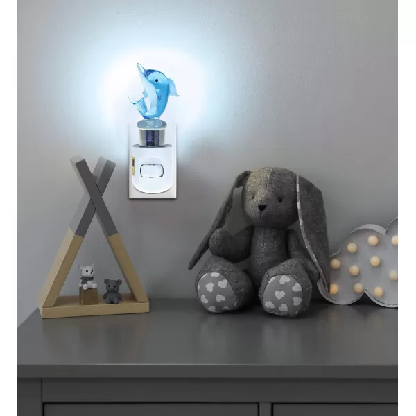 COTA Global Dolphin Night Light  Home Dcor Wall Plug in Night Light with Switch Unique Decorative Hand Made LED Glass Art Nightlight  45 Inches