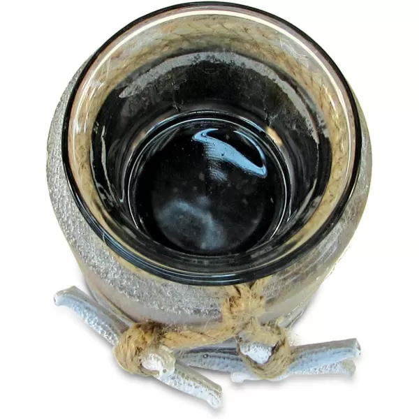 COTA Global Ocean Breeze Nautical Wooden Pillar Candle Holder  Table Centerpiece Candle Holder Decor for Beachy Decorations Rustic Candle Holder with Hanging Starfish  Handmade Color May Vary