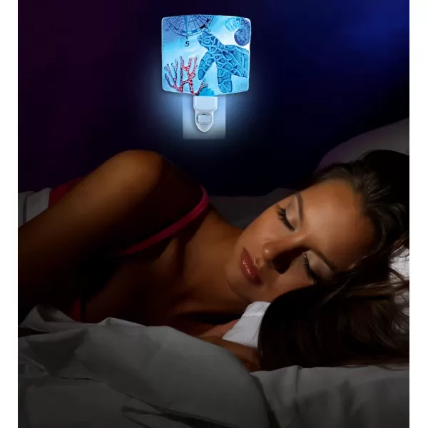 COTA Global Sea Turtle Night Light  Home Dcor Wall Plug in Night Light with Switch Unique Decorative Hand Made Glass Dcor Nightlight  6 Inches