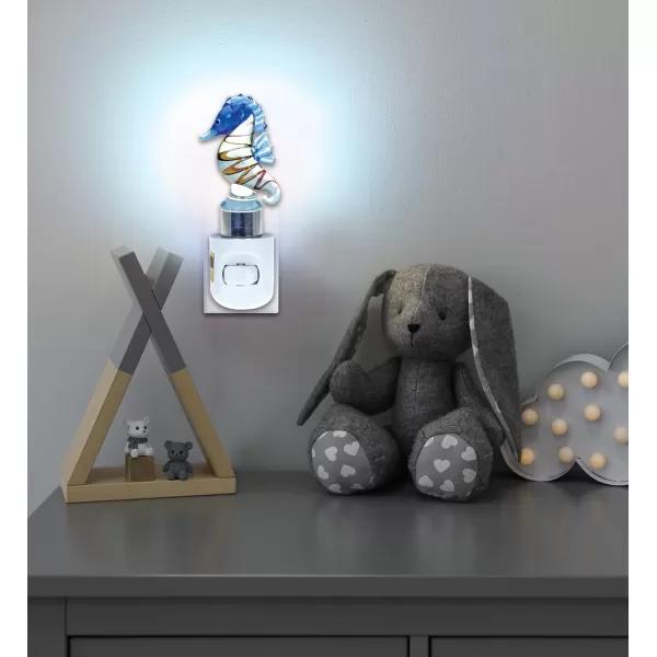 COTA Global Seahorse Night Light  Home Dcor Wall Plug in Night Light with Switch Unique Decorative Hand Made LED Glass Art Nightlight for Bathroom Nursery  45 Inches