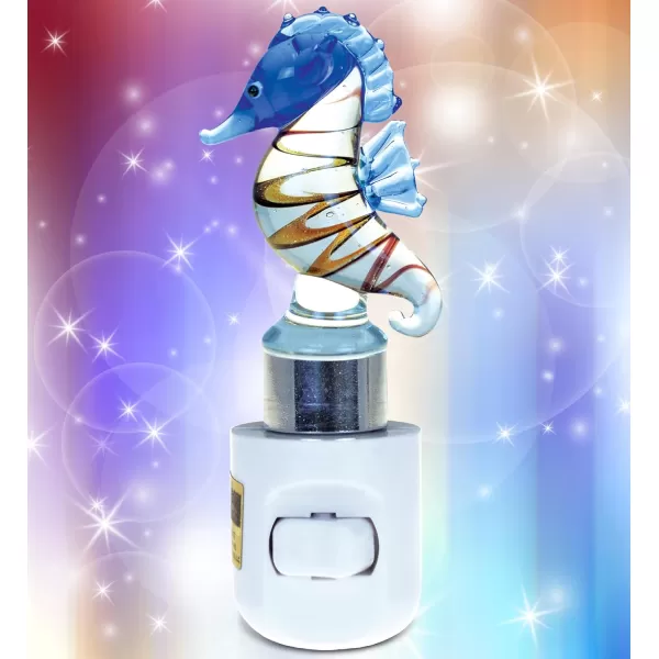 COTA Global Seahorse Night Light  Home Dcor Wall Plug in Night Light with Switch Unique Decorative Hand Made LED Glass Art Nightlight for Bathroom Nursery  45 Inches