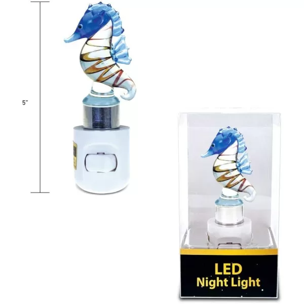 COTA Global Seahorse Night Light  Home Dcor Wall Plug in Night Light with Switch Unique Decorative Hand Made LED Glass Art Nightlight for Bathroom Nursery  45 Inches