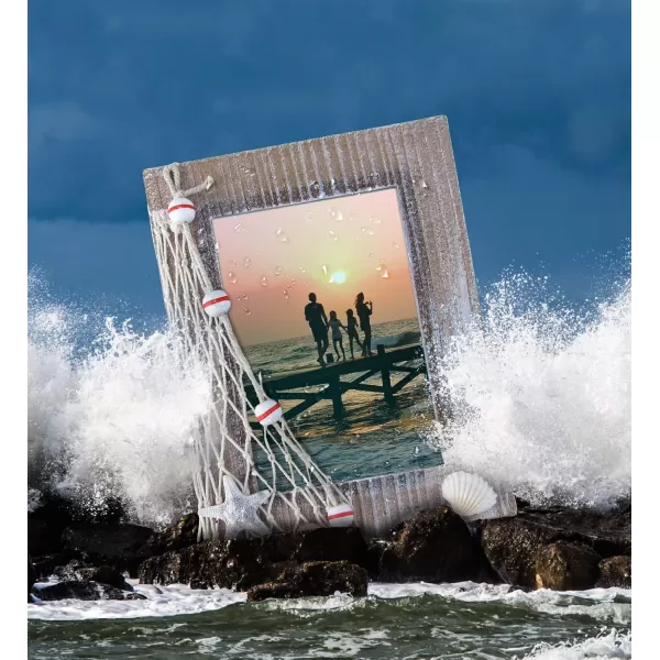 CoTa Global Brown Beach 4x6 Picture Frame  Whitewashed Distressed Wooden Frame with Beachy Decor Handmade Beach Theme Photo Frame as Nautical Decor For Home Family Photo Frames For Wall  775 Inch