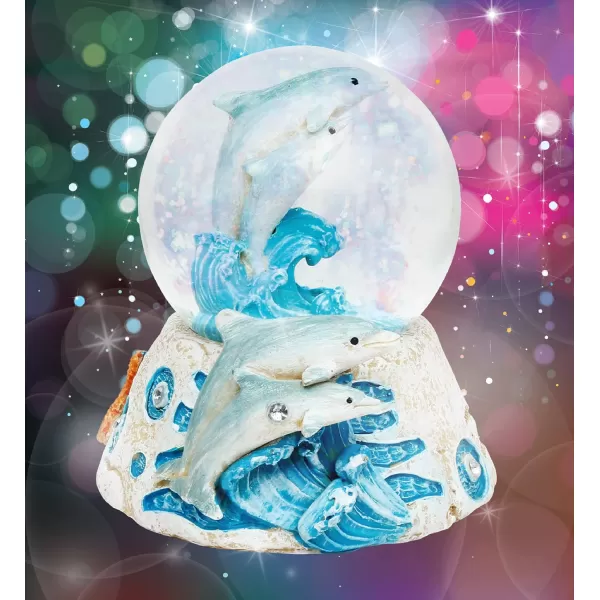 CoTa Global Dolphin Stone Snow Globe  Sparkly Water Globe Figurine with Sparkling Glitter Collectible Novelty Ornament for Home Decor for Birthdays Christmas and Valentines Day