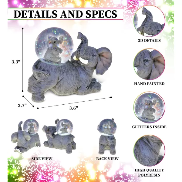 CoTa Global Giraffe Snow Globe Decor  Beautiful Snow Globe Decorations with Giraffe Figurine Collectible Snow Globes Perfect Giraffe Decor for Home Office Space Figurine Shelf or Desk  45mmGrey Elephant