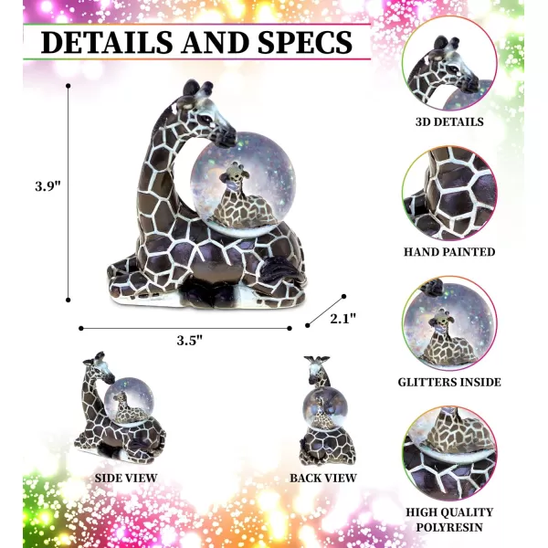 CoTa Global Giraffe Snow Globe Decor  Beautiful Snow Globe Decorations with Giraffe Figurine Collectible Snow Globes Perfect Giraffe Decor for Home Office Space Figurine Shelf or Desk  45mmBlack Giraffe