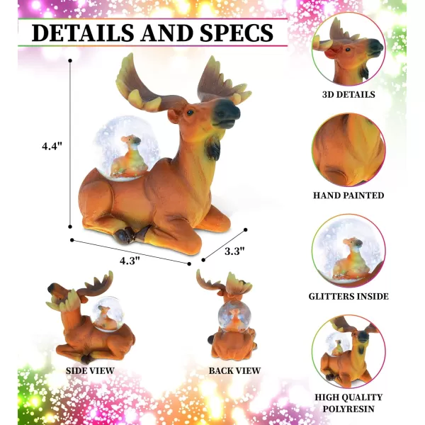 CoTa Global Giraffe Snow Globe Decor  Beautiful Snow Globe Decorations with Giraffe Figurine Collectible Snow Globes Perfect Giraffe Decor for Home Office Space Figurine Shelf or Desk  45mmOrange Moose