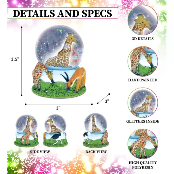 CoTa Global Giraffe Snow Globe  Sparkly Water Globe Figurine with Sparkling Glitter Collectible Novelty Ornament for Home Decor for Birthdays Christmas and Valentines Day  65mm
