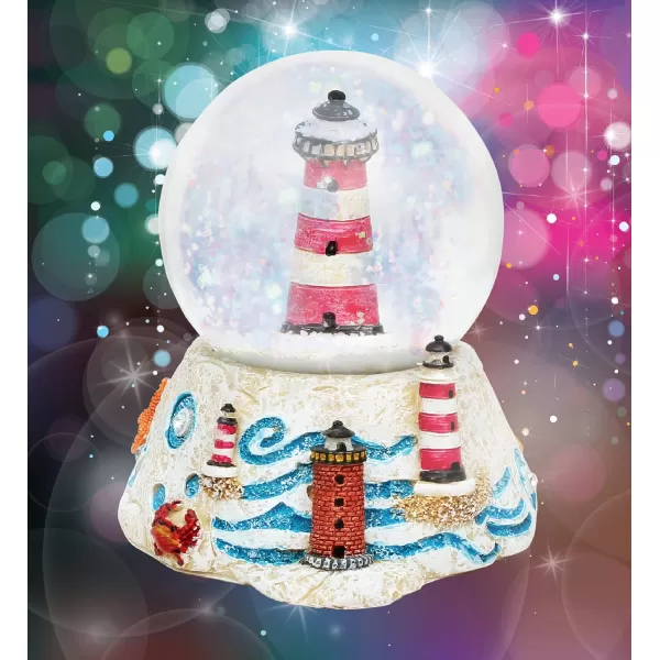 CoTa Global Lighthouse Stone Snow Globe  Sparkly Water Globe Figurine with Sparkling Glitter Collectible Novelty Ornament for Home Decor for Birthdays Christmas and Valentines Day