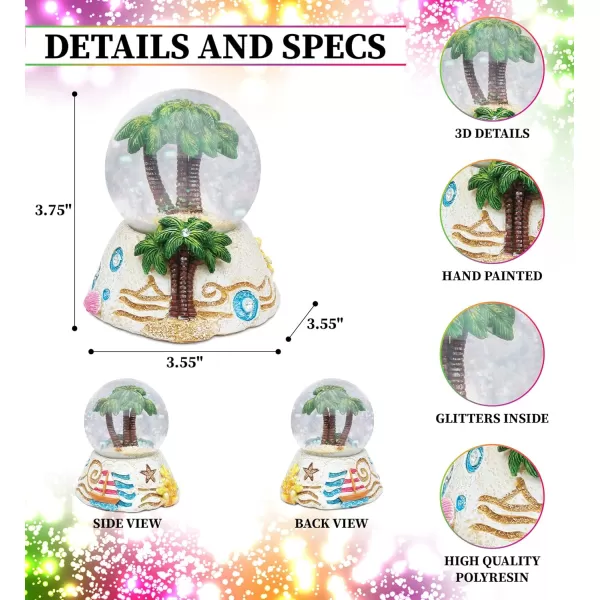 CoTa Global Palm Tree Stone Snow Globe  Sparkly Water Globe Figurine with Sparkling Glitter Collectible Novelty Ornament for Home Decor for Birthdays Christmas and Valentines Day