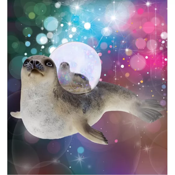 CoTa Global Penguin Snow Globe  Magical Rainbow Water Globe Figurine with Sparkling Glitter Collectible Novelty Ornament for Home Decor for Birthdays Christmas and Valentine  45mmGrey Seal
