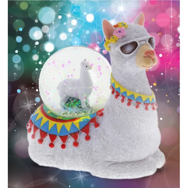 CoTa Global Penguin Snow Globe  Magical Rainbow Water Globe Figurine with Sparkling Glitter Collectible Novelty Ornament for Home Decor for Birthdays Christmas and Valentine  45mmWhite Llama