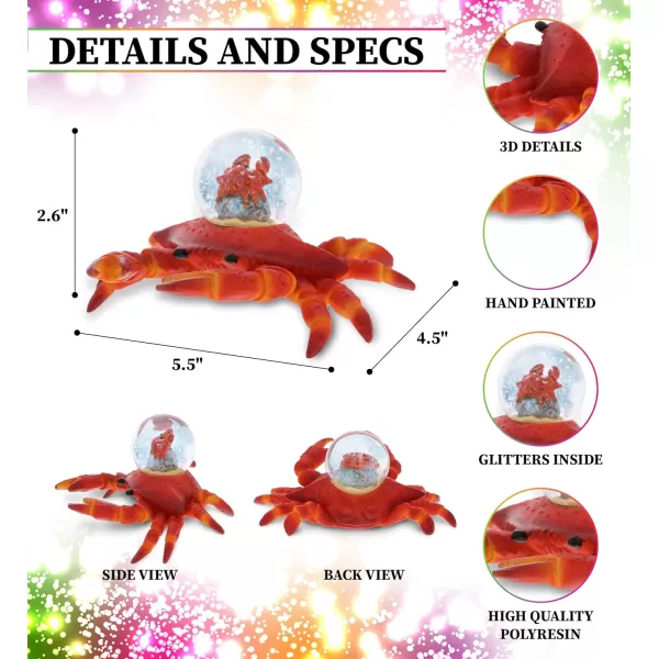 CoTa Global Penguin Snow Globe  Magical Rainbow Water Globe Figurine with Sparkling Glitter Collectible Novelty Ornament for Home Decor for Birthdays Christmas and Valentine  45mmRed Crab