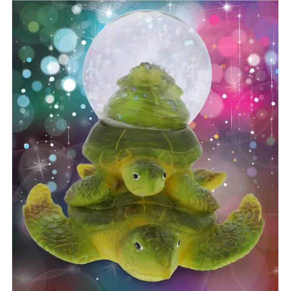 CoTa Global Penguin Snow Globe  Magical Rainbow Water Globe Figurine with Sparkling Glitter Collectible Novelty Ornament for Home Decor for Birthdays Christmas and Valentine  45mmGreen Sea Turtle