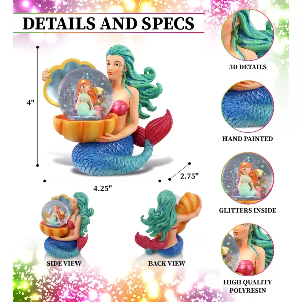 CoTa Global Penguin Snow Globe  Magical Rainbow Water Globe Figurine with Sparkling Glitter Collectible Novelty Ornament for Home Decor for Birthdays Christmas and Valentine  45mmBlue Mermaid