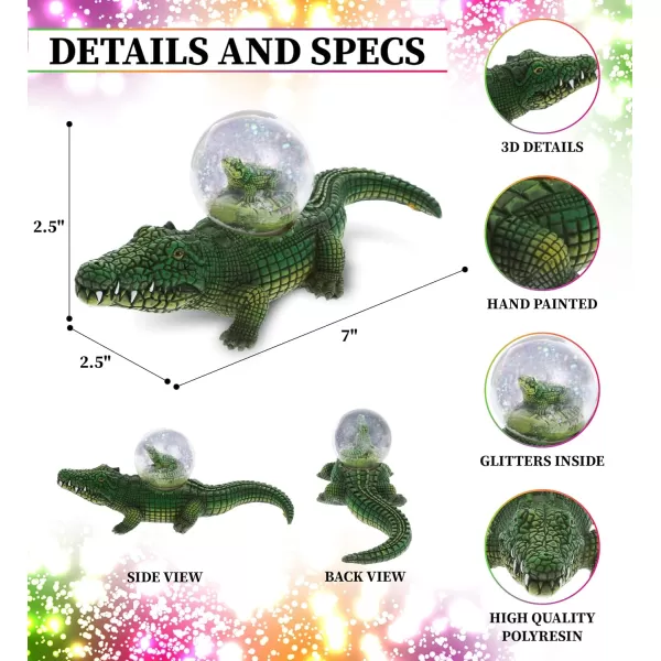 CoTa Global Penguin Snow Globe  Magical Rainbow Water Globe Figurine with Sparkling Glitter Collectible Novelty Ornament for Home Decor for Birthdays Christmas and Valentine  45mmGreen Alligator