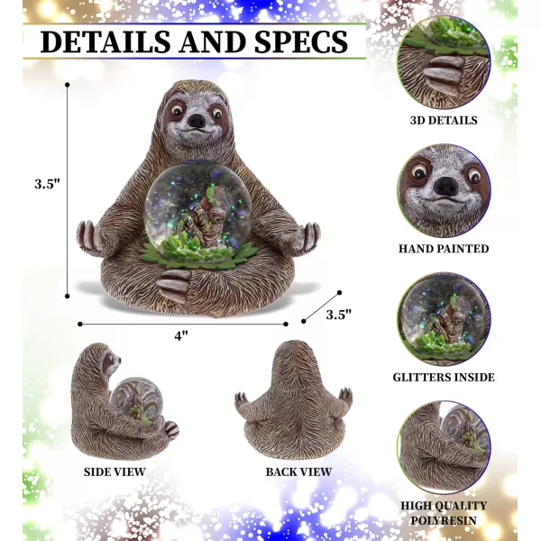 CoTa Global Penguin Snow Globe  Magical Rainbow Water Globe Figurine with Sparkling Glitter Collectible Novelty Ornament for Home Decor for Birthdays Christmas and Valentine  45mmBrown Sloth