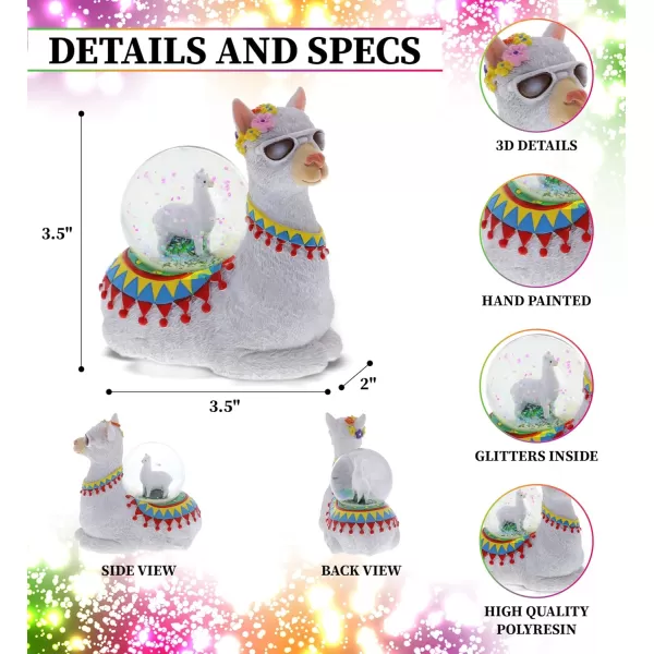 CoTa Global Penguin Snow Globe  Magical Rainbow Water Globe Figurine with Sparkling Glitter Collectible Novelty Ornament for Home Decor for Birthdays Christmas and Valentine  45mmWhite Llama