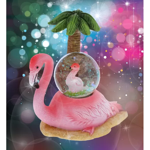 CoTa Global Penguin Snow Globe  Magical Rainbow Water Globe Figurine with Sparkling Glitter Collectible Novelty Ornament for Home Decor for Birthdays Christmas and Valentine  45mmPink Flamingo