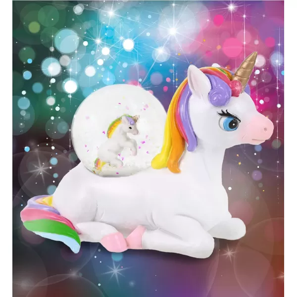 CoTa Global Penguin Snow Globe  Magical Rainbow Water Globe Figurine with Sparkling Glitter Collectible Novelty Ornament for Home Decor for Birthdays Christmas and Valentine  45mmWhite Unicorn