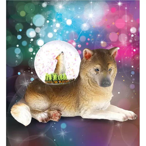 CoTa Global Penguin Snow Globe  Magical Rainbow Water Globe Figurine with Sparkling Glitter Collectible Novelty Ornament for Home Decor for Birthdays Christmas and Valentine  45mmBrown Wolf