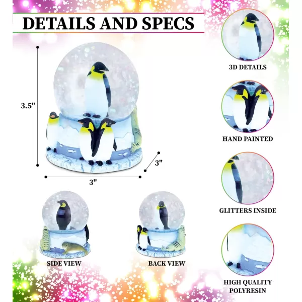 CoTa Global Penguin Snow Globe  Sparkly Water Globe Figurine with Sparkling Glitter Collectible Novelty Ornament for Home Decor for Birthdays Christmas and Valentines Day  65mm