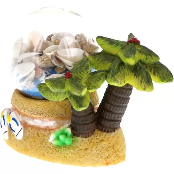 CoTa Global Resin Palm Trees Miniature with Seashells in a Bottle 38 Inch Intricate ampamp Meticulous Art Figurine Decorative Tabletop Sculpture Centerpiece Snow Globe Tropical Beach Themed Home Dcor