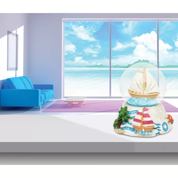 CoTa Global Sailboat Snow Globe Polyresin Boat Cruise Ship Yacht Collection Ocean Life Nautical Aquatic Marine Theme Room Decor Table Top Accent Size 355 x 375 inches Novelty Craft Decorative Gift