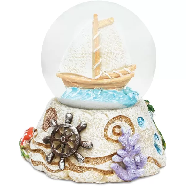CoTa Global Sailboat Snow Globe Polyresin Boat Cruise Ship Yacht Collection Ocean Life Nautical Aquatic Marine Theme Room Decor Table Top Accent Size 355 x 375 inches Novelty Craft Decorative Gift