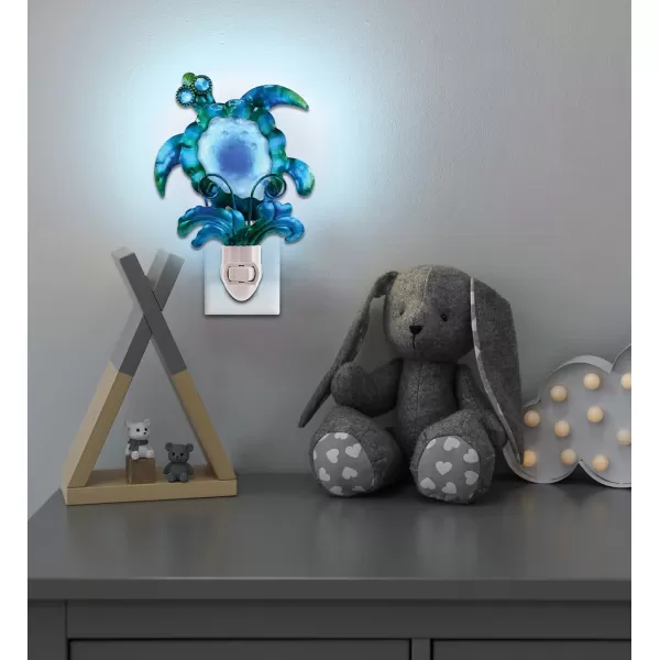 CoTa Global Sea Turtle Night Light  Home Dcor Wall Plug in Night Light with Switch Unique Decorative Hand Made Metal ampamp Glass Nightlight for Bathroom Nursery Hallway Kitchen Bedroom  65 Inch